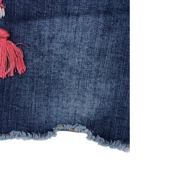 Vigoss Jean Shorts Girls Sz 16 Raw Hem Embroidered Denim 4" Inseam - Picture 3 of 9
